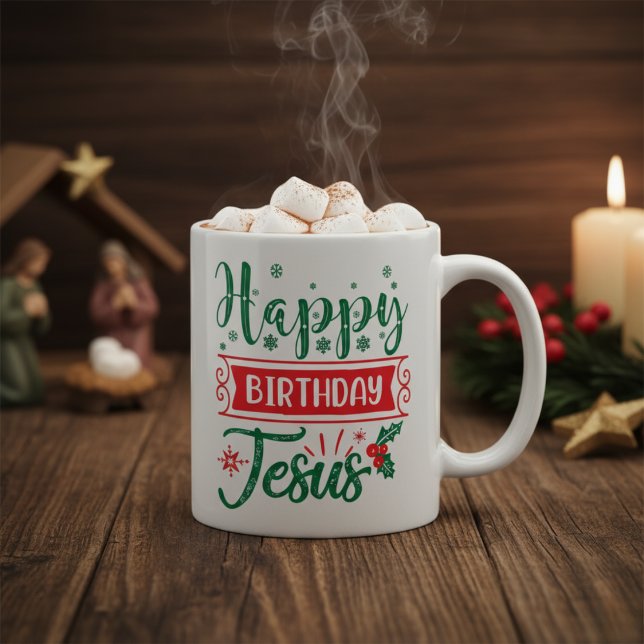 Happy Birthday Jesus Festive Christmas Coffee Mug (Happy Birthday Jesus Festive Christmas Coffee Mug)