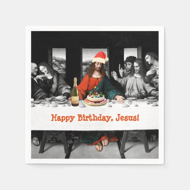 Happy Birthday, Jesus! Funny Christmas Napkin (Front)