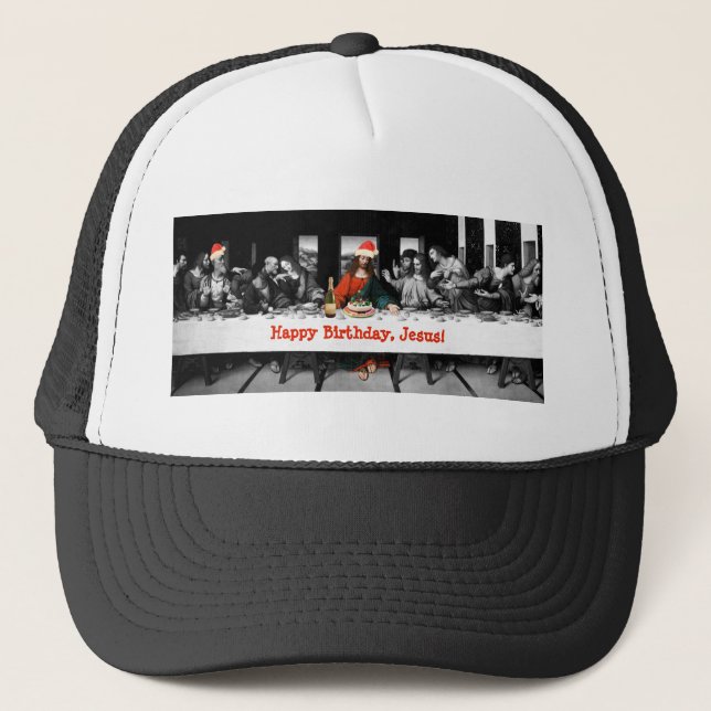 Happy Birthday, Jesus! Funny Christmas Trucker Hat (Front)