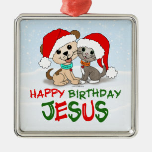 Happy Birthday Jesus Metal Tree Decoration