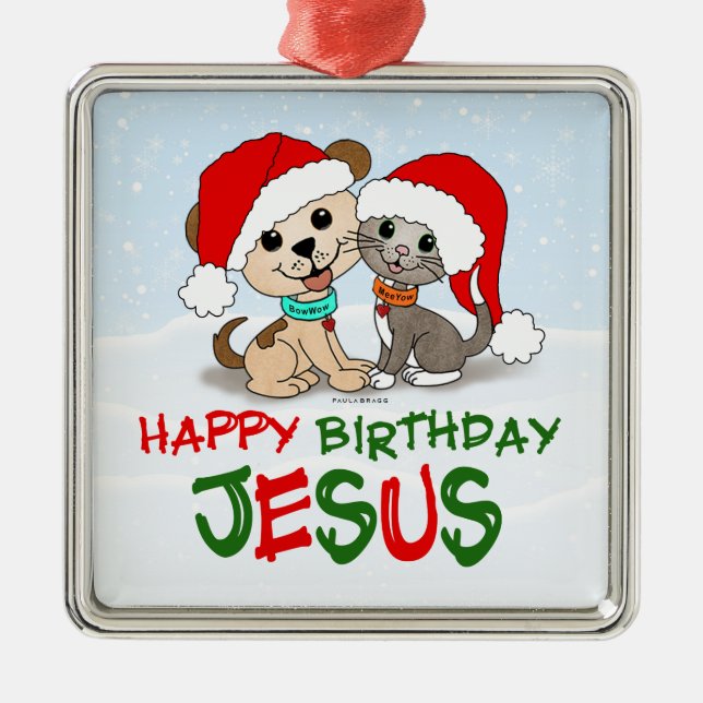 Happy Birthday Jesus Metal Tree Decoration (Front)