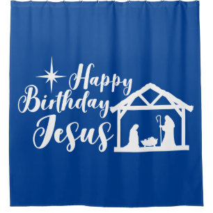 Happy Birthday Jesus Nativity Shower Curtain