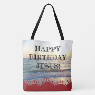 Happy Birthday Jesus Over The Ocean Tote Bag