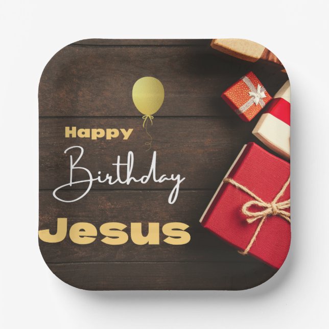  Happy Birthday Jesus Paper Plate (Front)