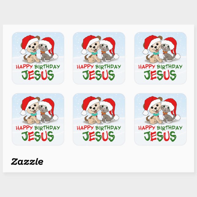 Happy Birthday Jesus Square Sticker (Sheet)