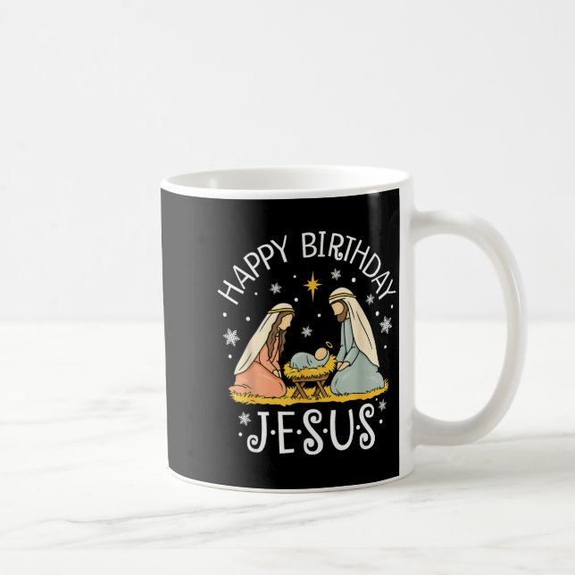 Happy Birthday Jesus Ugly Christmas Sweater Christ Coffee Mug (Right)