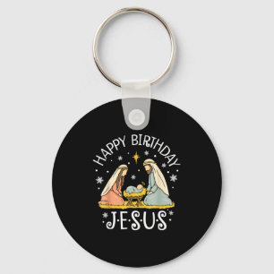 Happy Birthday Jesus Ugly Christmas Sweater Christ Key Ring
