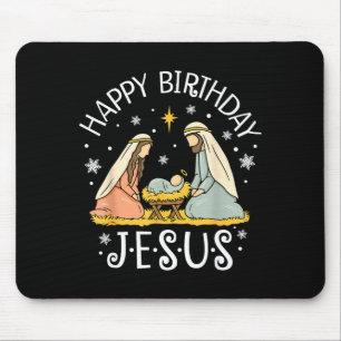Happy Birthday Jesus Ugly Christmas Sweater Christ Mouse Pad