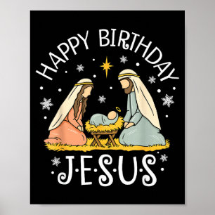 Happy Birthday Jesus Ugly Christmas Sweater Christ Poster