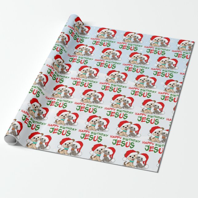 Happy Birthday Jesus Wrapping Paper (Unrolled)