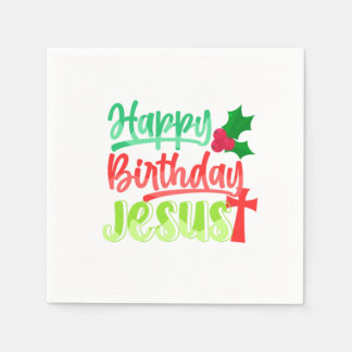 Happy Birthday Jesus Xmas Merry Christmas Gift Napkin