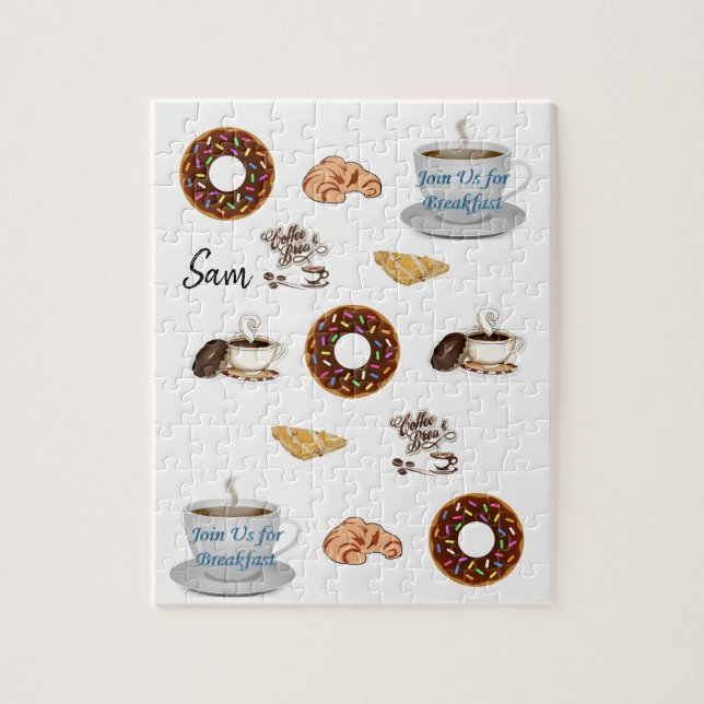 Happy Birthday Jigsaw Puzzle Coffee Doughnuts (Vertical)