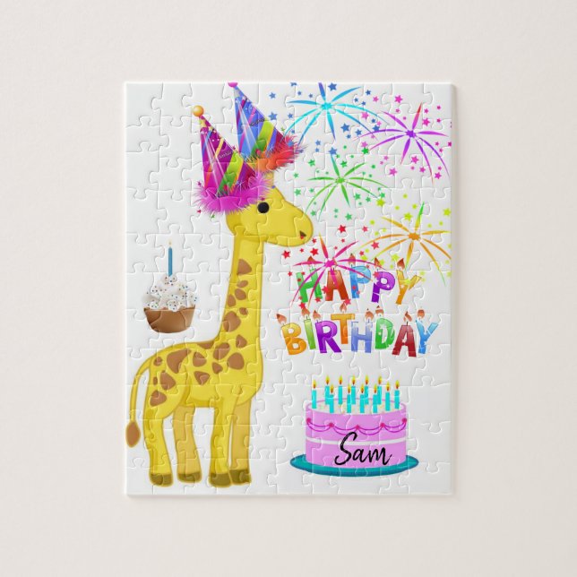Happy Birthday Jigsaw Puzzle Giraffe (Vertical)
