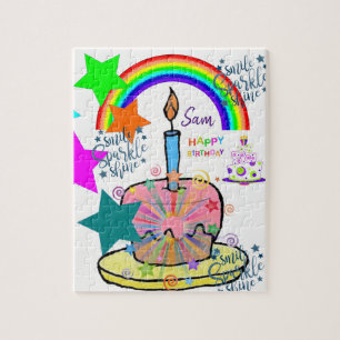 Happy Birthday Jigsaw Puzzle Rainbow