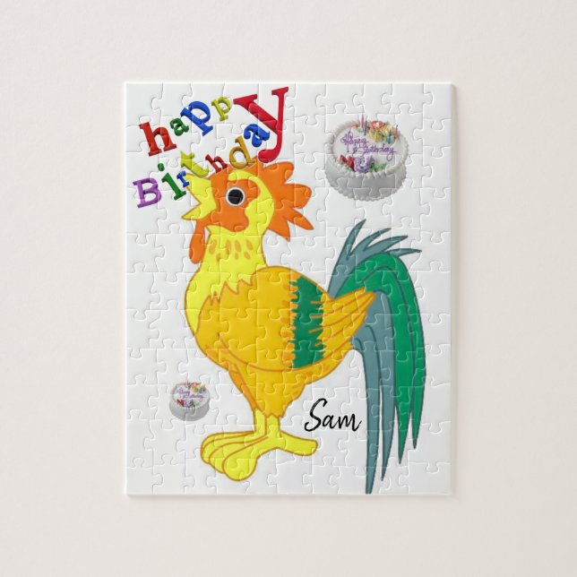 Happy Birthday Jigsaw Puzzle Rooster (Vertical)