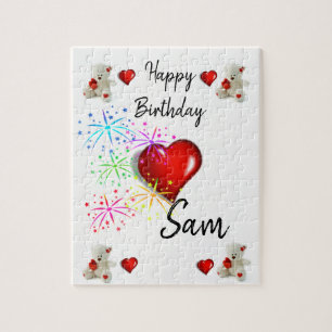 Happy Birthday Jigsaw Puzzle White Teddy Bear