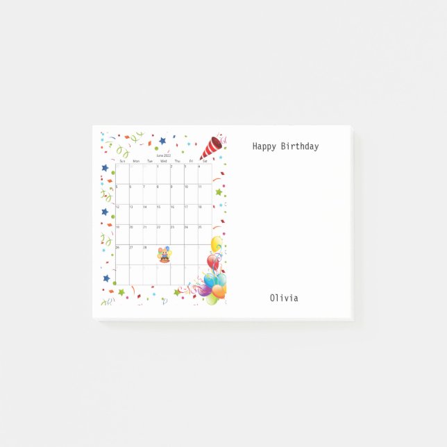 Happy Birthday June 2022 Post-it Notes (Front)