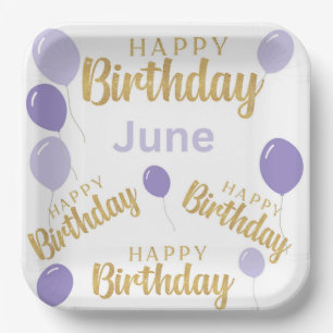 Happy birthday June birthdays Paper Plate