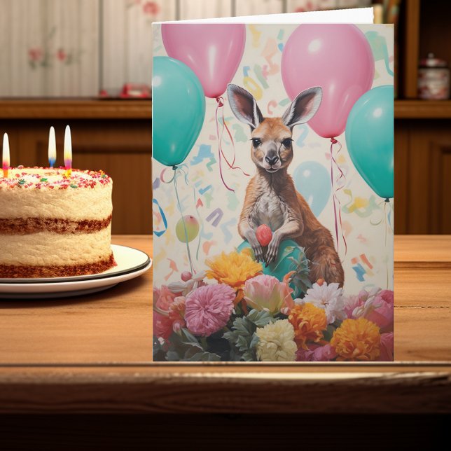 Happy Birthday Kangaroo Australian Animals Card (Creator Uploaded)