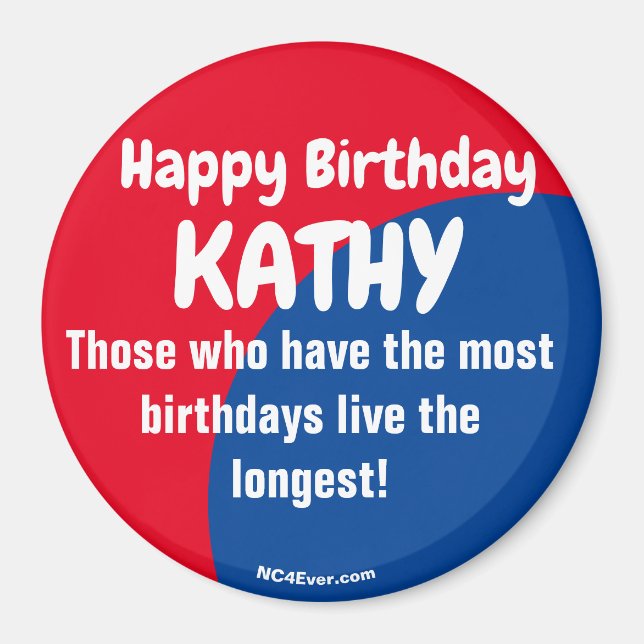 Happy Birthday KATHY red/blue magnet (Front)