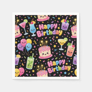 Happy Birthday Kawaii Art Party Napkin