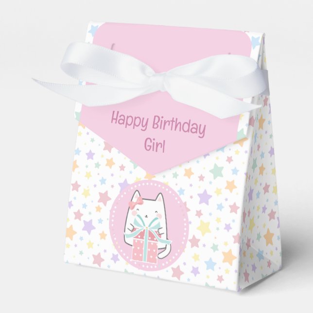 Happy Birthday Kawaii Cat with Gift Box (Front Side)
