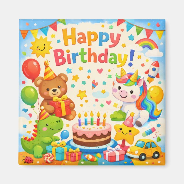 Happy Birthday Kids Party Magnet (Front)