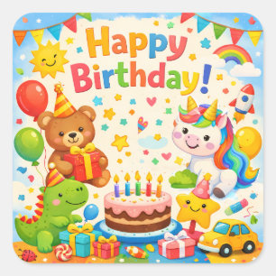 Happy Birthday Kids Party Sticker