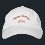 Happy Birthday KING Printed Party Celebration-Hat Embroidered Hat<br><div class="desc">Introducing the Handsome Happy Birthday KING Text Name Printed Party Celebration-Hat Embroidered Baseball Cap 

A happy birthday hat is typically a festive accessory worn during birthday celebrations

It is 100% cotton woven,  Antiqued brass side buckle and Cute Curved visor Cap

Peaceful White Colour Embroidered Hat</div>