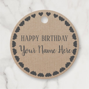 Happy Birthday Kraft Paper Favour Tags