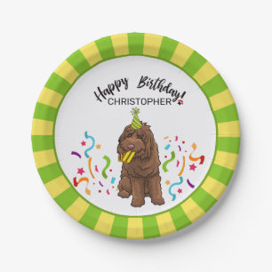 Happy Birthday Labradoodle Dog Party Paper Plate