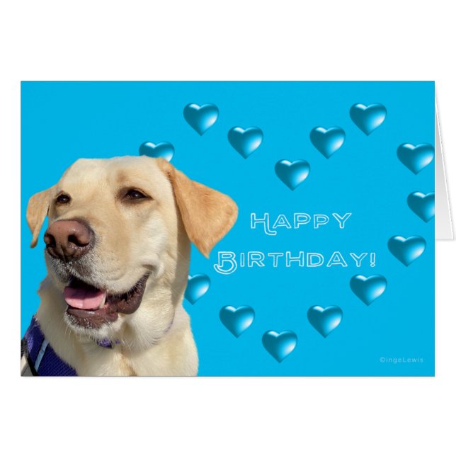 Happy Birthday Labrador Dog Hearts, Adorable (Front Horizontal)