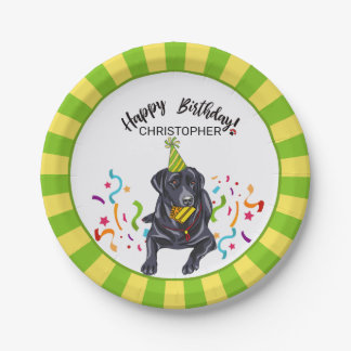 Happy Birthday Labrador Retriever Dog Party Paper Plate