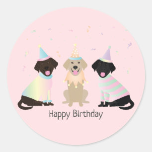 Happy Birthday Labrador Retriever Dogs Classic Round Sticker