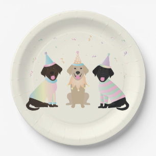Happy Birthday Labrador Retriever Dogs Paper Plate