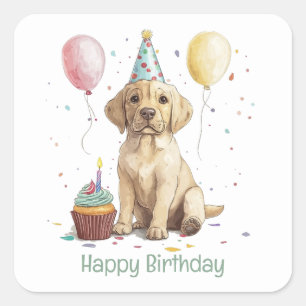 Happy Birthday Labrador Retriever Dogs Square Sticker