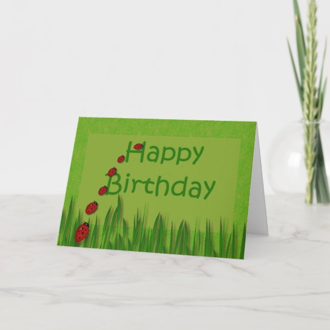 Happy Birthday Lady Bugs Card (Front)