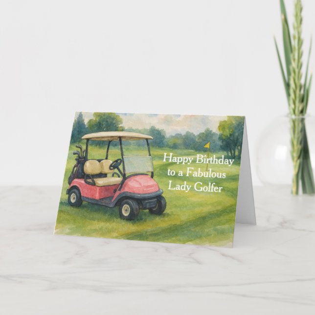 Happy Birthday Lady Golfer  Card (Front)