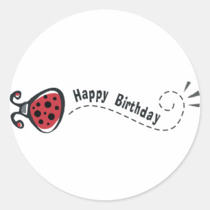 Happy Birthday Ladybug Classic Round Sticker