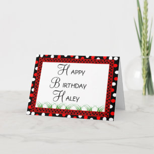 Happy Birthday Ladybug Red and White Polka Dots Card