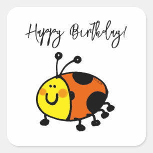Happy Birthday! (ladybug) Square Sticker