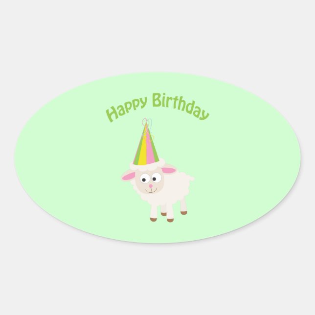 Happy birthday Lamb Oval Sticker (Front)