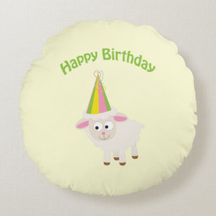 Happy Birthday Lamb Round Cushion