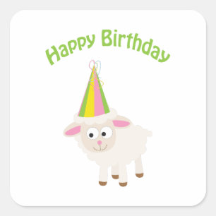 Happy Birthday Lamb Square Sticker