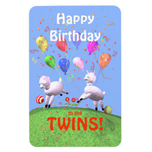 Happy Birthday Lambs for Twins Magnet