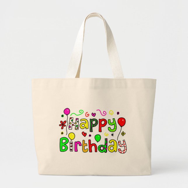 Happy Birthday Large Tote Bag (Front)