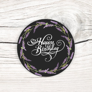 Happy Birthday Lavender  Classic Round Sticker