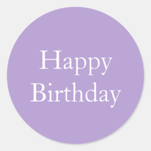 Happy Birthday Lavender Purple Custom Colour 2025 Classic Round Sticker