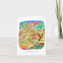 Happy Birthday Lazy Lizard Desert Landscape Card