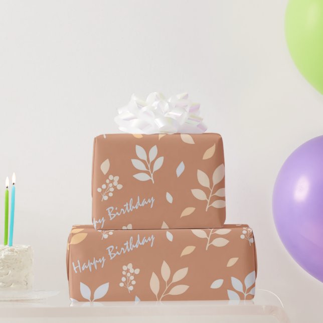 Happy Birthday Leaves Wrapping Paper (Party Gifts)